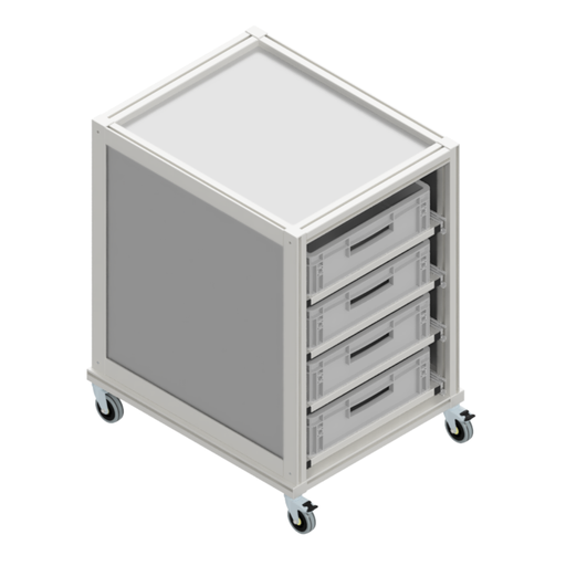 [00007470] Carrello con Quattro Cassetti ad Estrazione Totale 665x525x820h